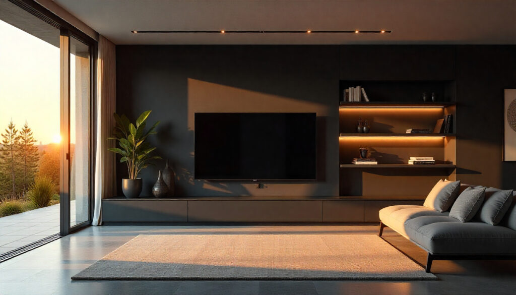 Black Modern Divider with Hidden Lighting