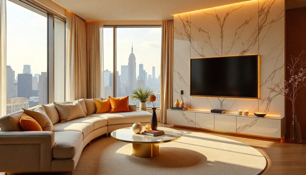 Marble Accent Divider with TV