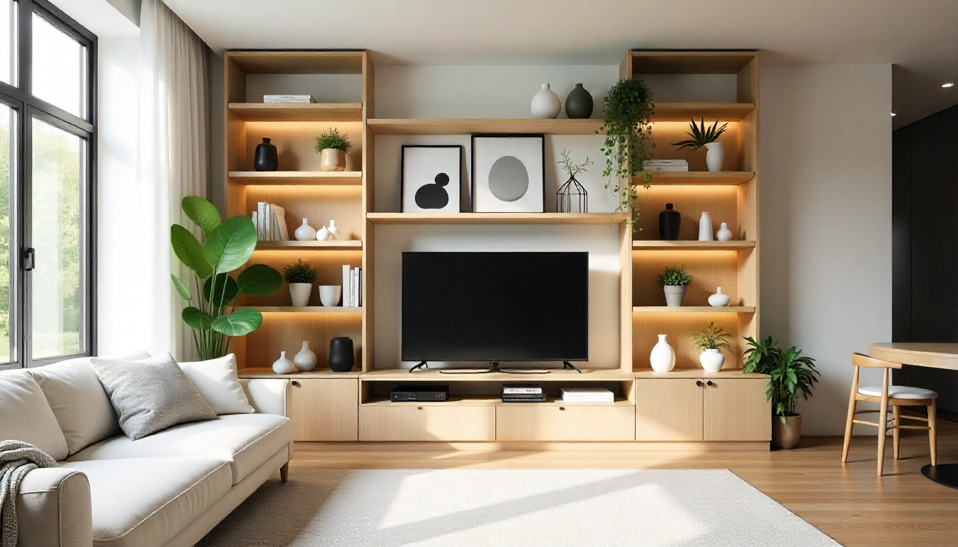 Open Shelf Divider with Media Unit