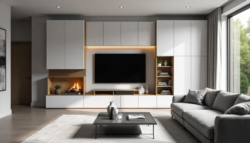 Partition with Storage and TV Stand