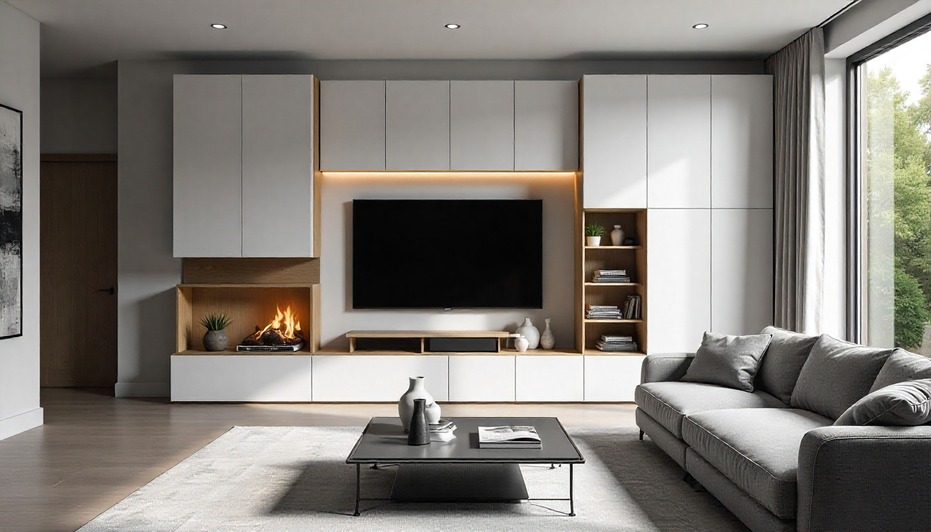 Partition with Storage and TV Stand