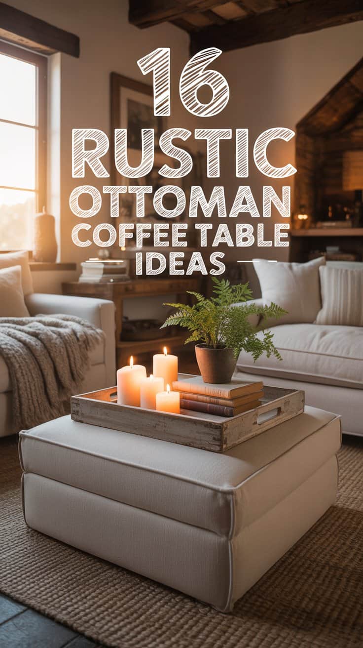 16 Rustic Ottoman Coffee Table Decor Ideas for Cozy Living Rooms