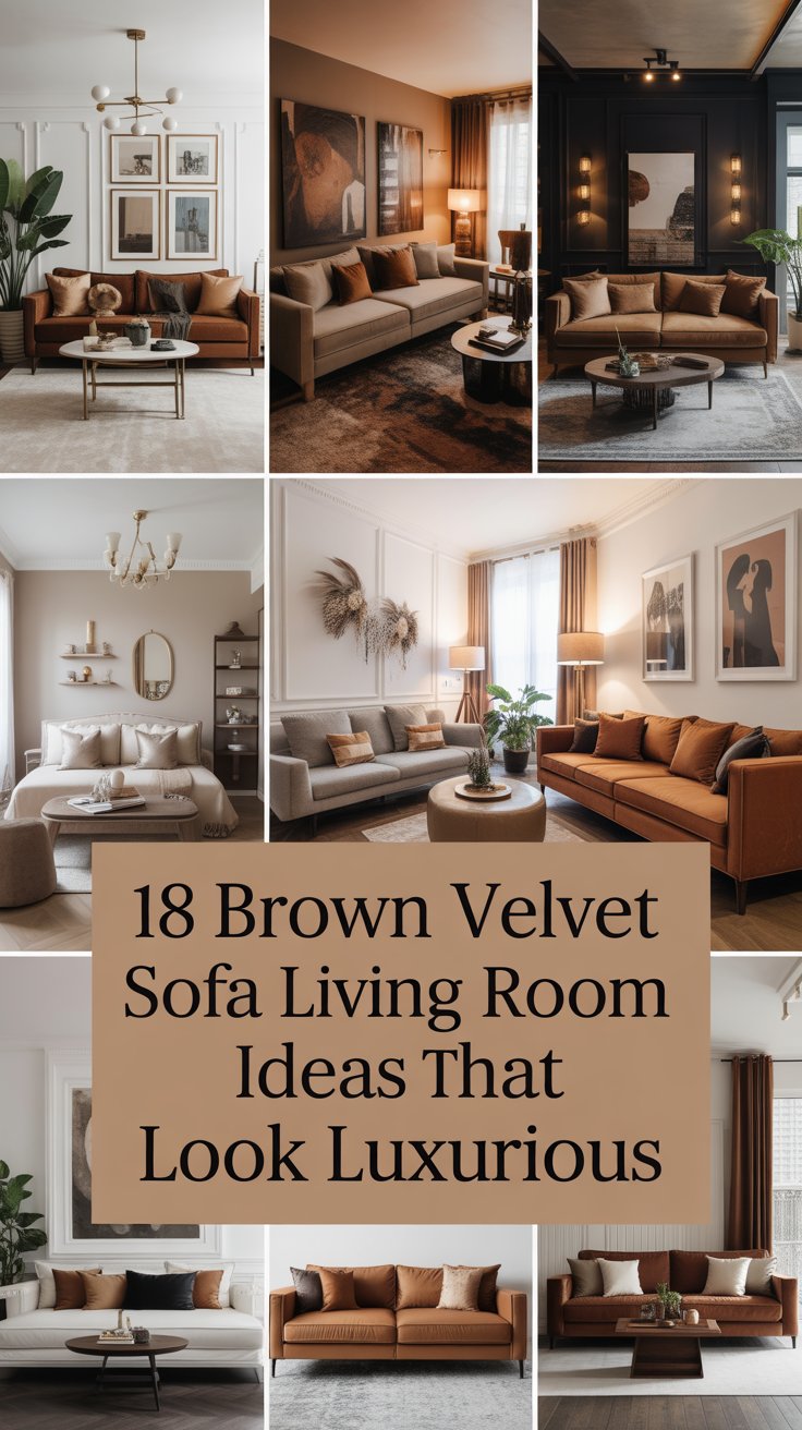 18 Brown Velvet Sofa Living Room Ideas That Look