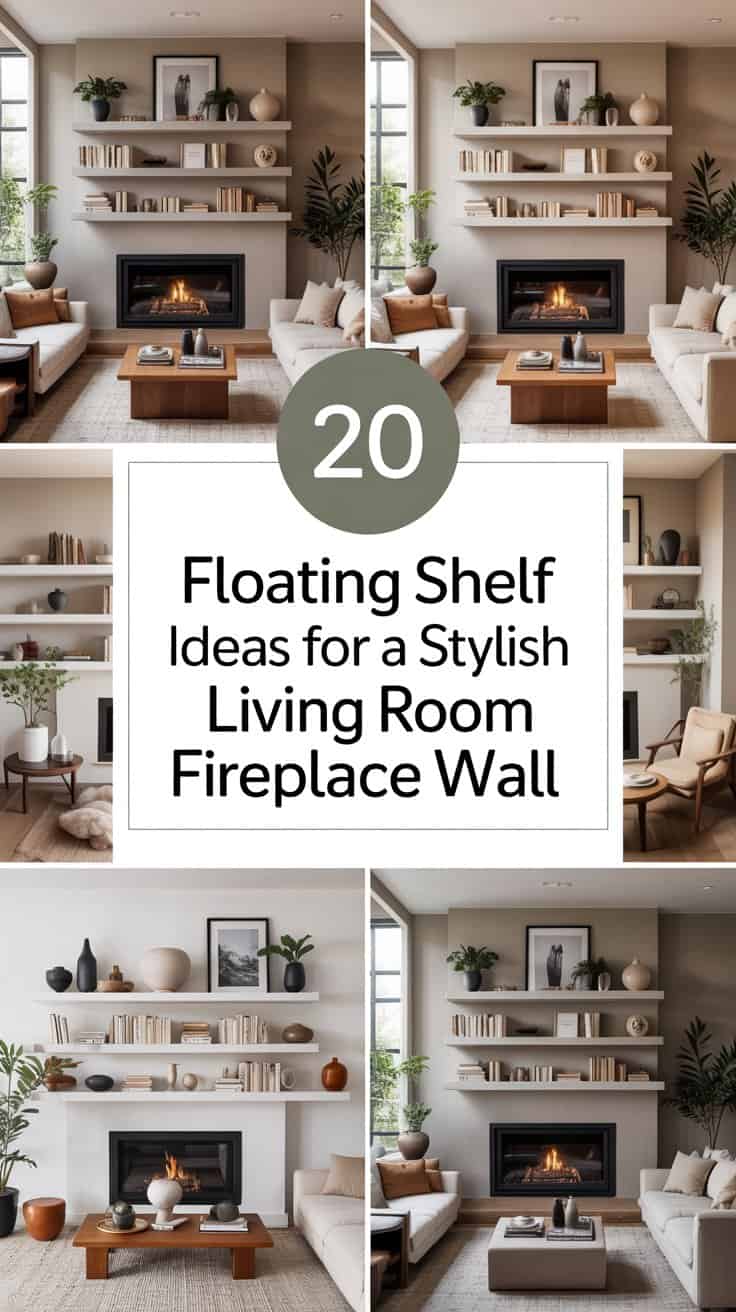 20 Floating Shelf Ideas for a Stylish Living Room Fireplace Wall