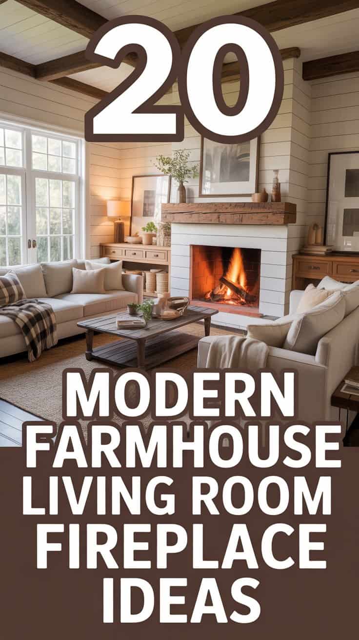 20 Modern Farmhouse Living Room Fireplace Ideas