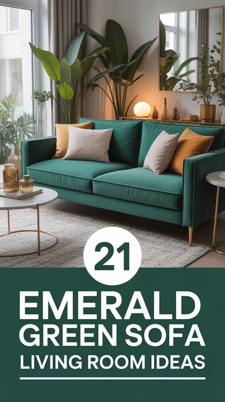 21 Emerald Green Sofa Living Room Ideas You’ll Love